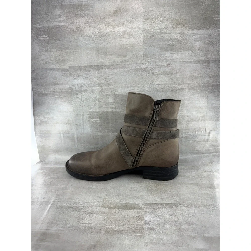Born Women Taupe Leather Fringe Tassel Ankle Boots F72022 Size 11M